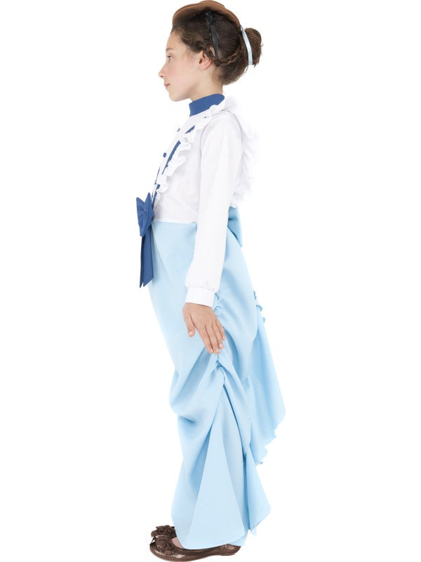Posh Victorian Girl Fancy Dress Costume includes dress and hat