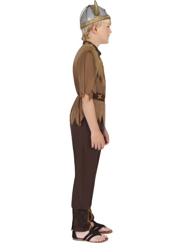 Viking Boy Fancy Dress Costume includes top and trousers. Viking Helmet sold separately.