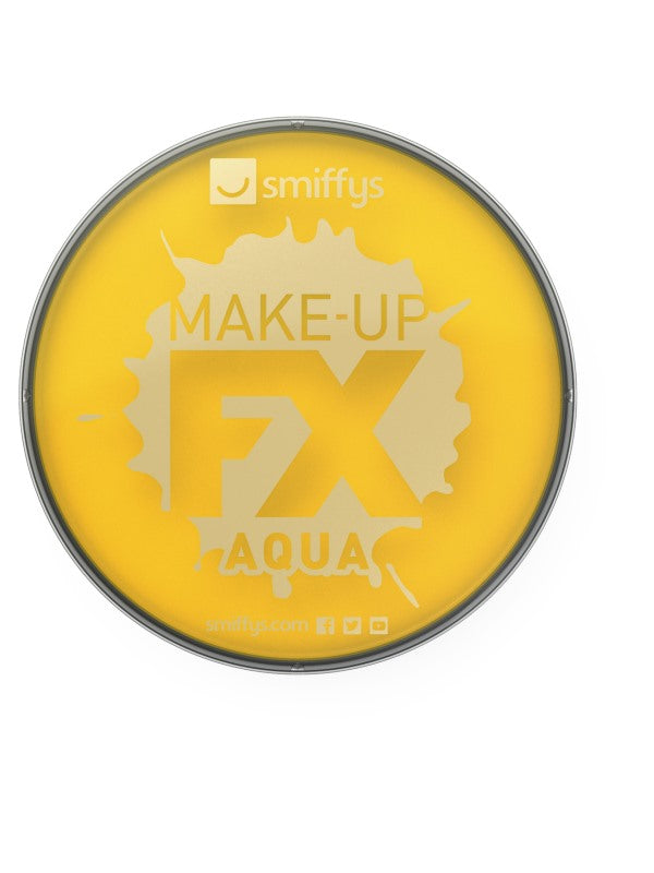 Smiffys make-up fx, aqua face and body paint. Yellow. Water based. 16ml.