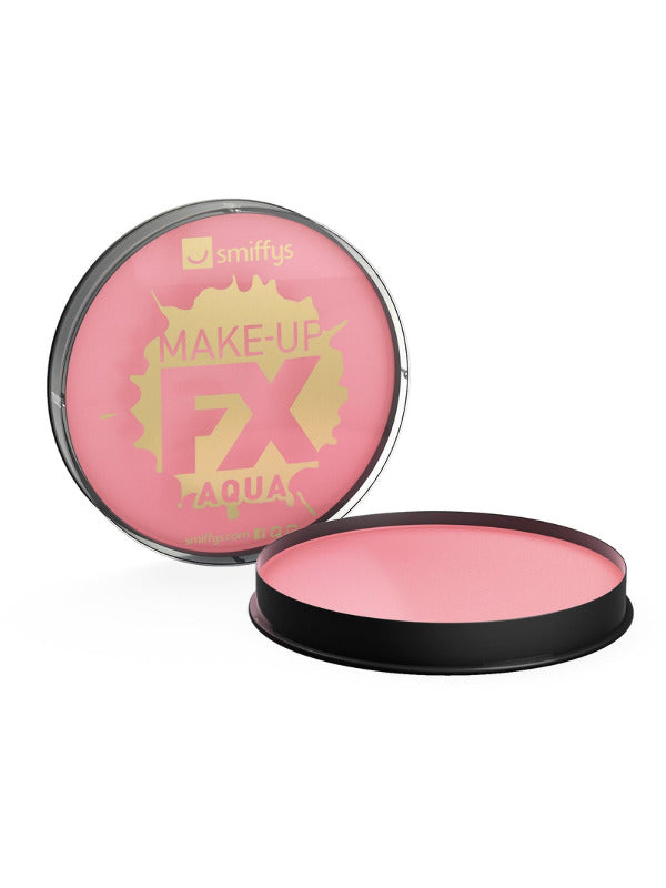 Smiffys make-up fx, aqua face and body paint. Pink. Water based. 16ml.