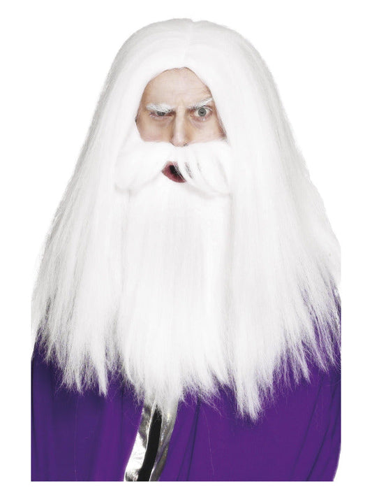 Magician Set. White. Includes Wig and Beard.