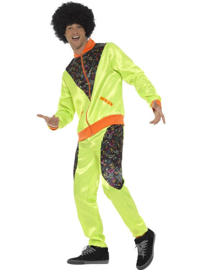 Mens Neon Green Retro Shell Suit Costume includes jacket and trousers