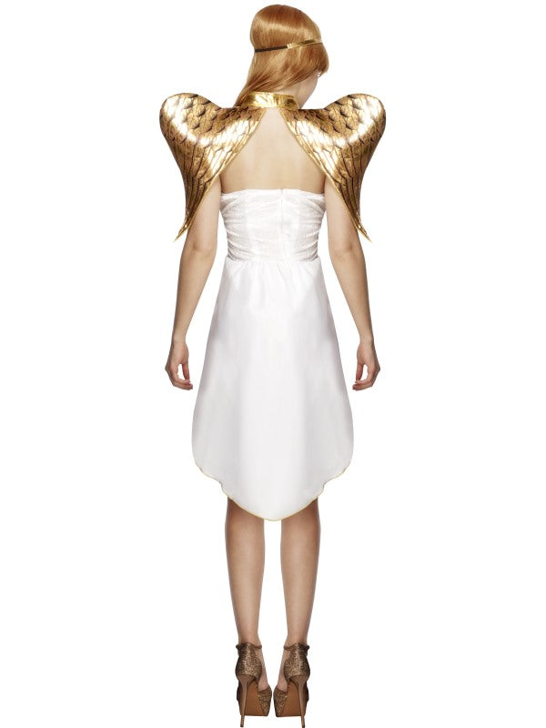 Fever Glamorous Angle Costume includes dress with attached underskirt, headband and wings