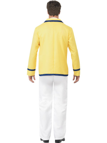 Mens Holiday Rep Yellow Coat Fancy Dress Costume includes jacket, mock shirtand trousers