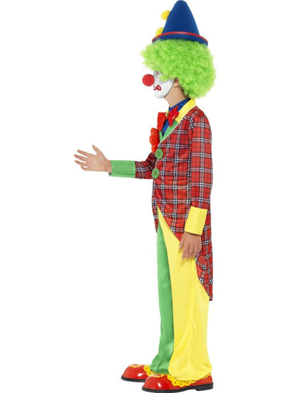 Child Clown Fancy Dress Costume includes jacket| trousers and mock shirt with bow tie. Wig and hat sold separately.