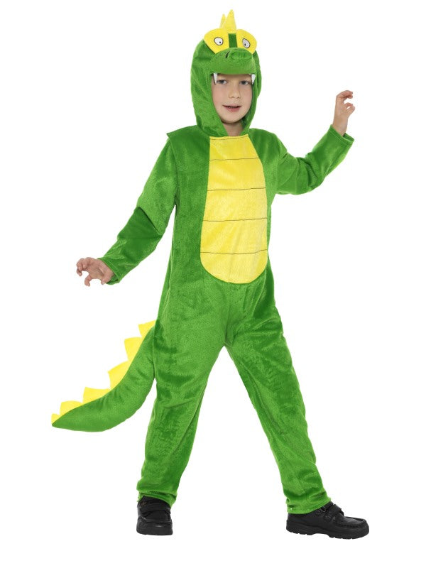 Child Crocodile Costume includes hooded jumpsuit with tail