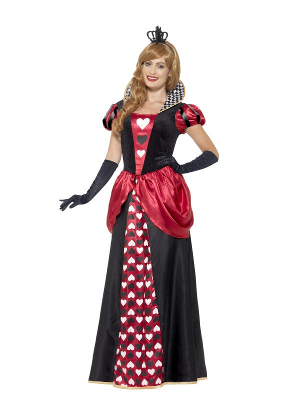 Ladies Royal Red Queen of Hearts Fancy Dress Costume includes dress and crown