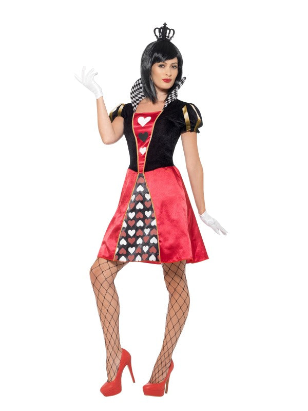 Ladies Carded Queen of Hearts Fancy Dress Costume includes dress| crown and gloves