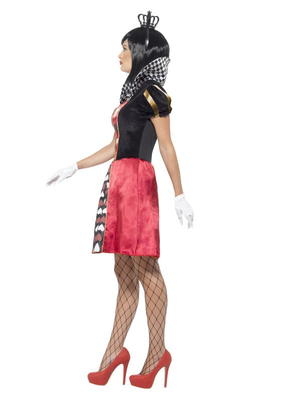 Ladies Carded Queen of Hearts Fancy Dress Costume includes dress| crown and gloves