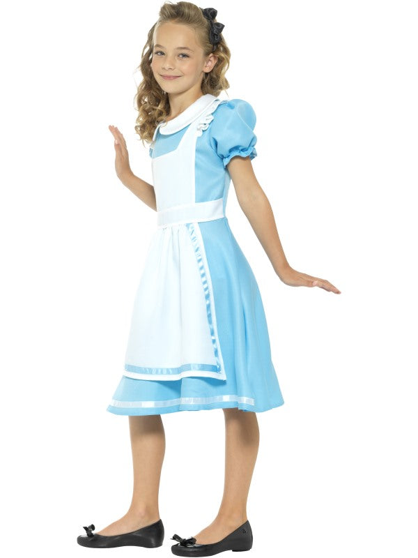 Girls Alice in Wonderland Costume includes dress with attached apron and headband