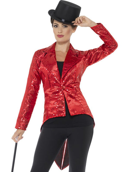 Ladies Red Sequin Tailcoat Jacket