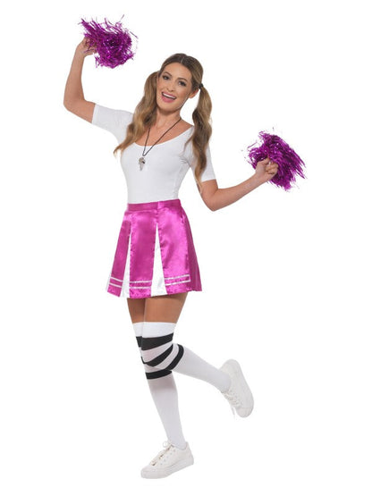 Pink Cheerleader Kit includes skirt, whistle and pom-poms
