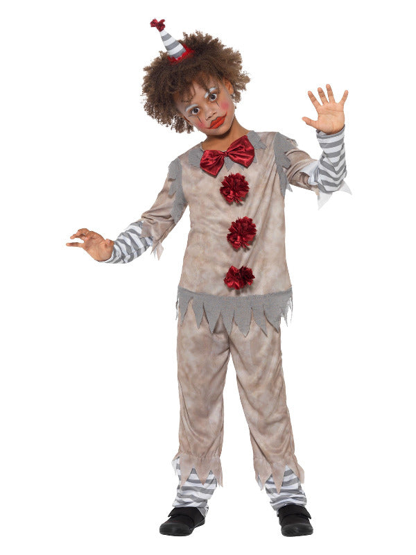 Vintage Clown Boy Costume includes top, trousers and headband