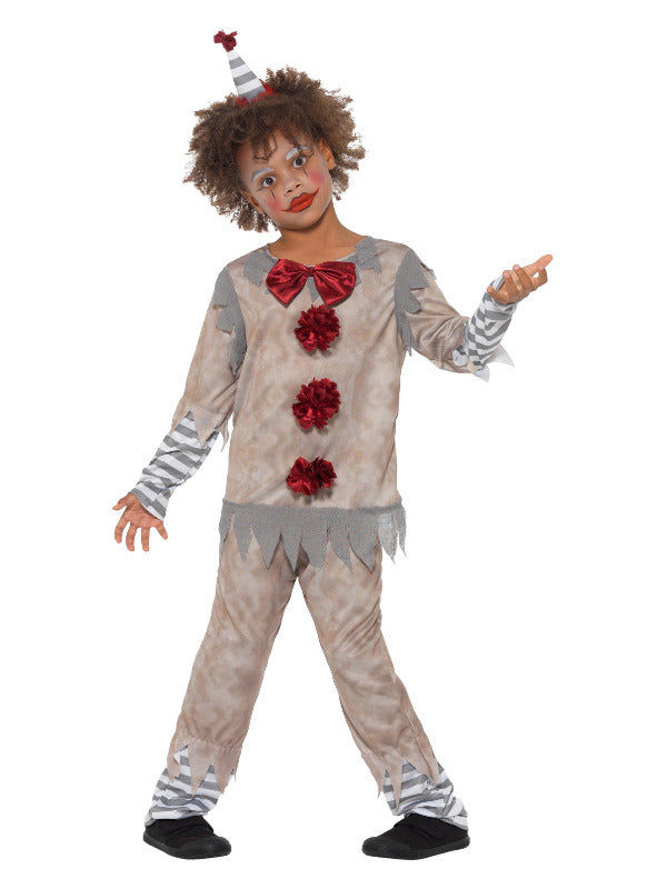 Vintage Clown Boy Costume includes top, trousers and headband