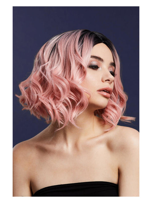 Fever Kourtney Wig, Two Toned Blend, Baby Pink, Curls Long Bob, Centre Parting, 30cm/12in