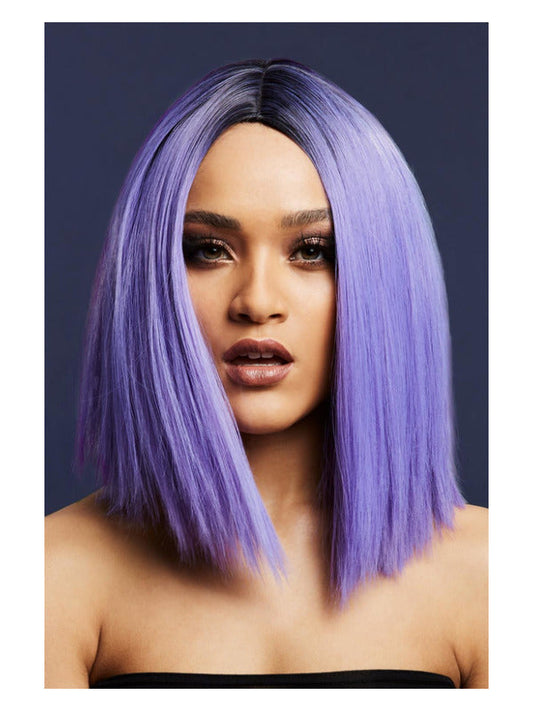 Fever Kylie Wig, Two Toned Blend, Violet, Inverted Long Bob, Centre Parting, 37cm/ 15in