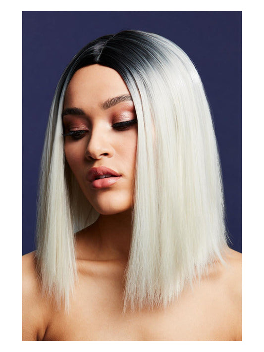 Fever Kylie Wig, Two Toned Blend, Ice Blonde, Inverted Long Bob, Centre Parting, 37cm/ 15in