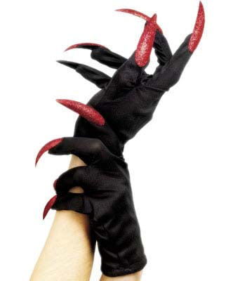 Black Gloves with Red Nails