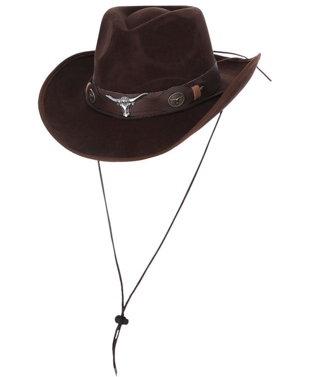 Brown Ox Band Mock Leather Cowboy Hat