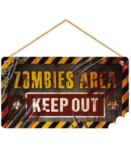 Zombies Area Keep Out Wooden Sign