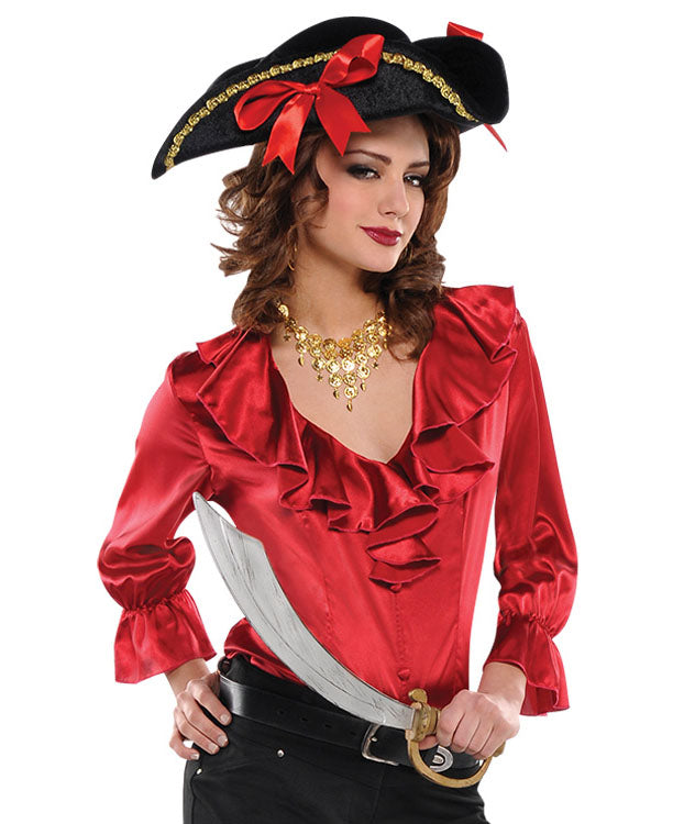 Ladies Red Pirate Blouse
