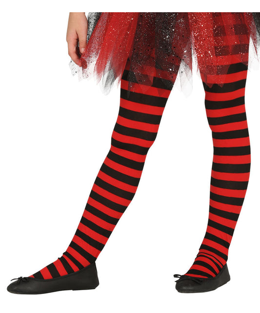 Child Red Striped Tights