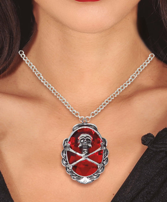 Skull and Crossbone Ruby Necklace