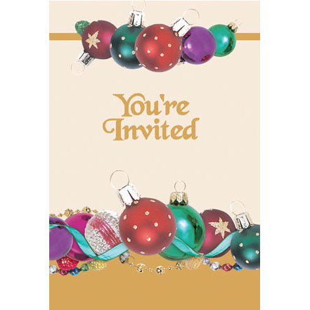 Xmas Ornaments Invites, Pack of 8