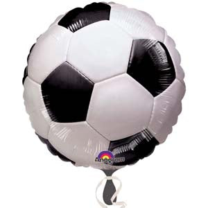 Soccer Ball Foil Balloon. 45cm. Balloon is refillable. Balloon is sold uninflated.