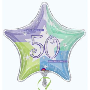 50th Shimmer Star Foil Balloon