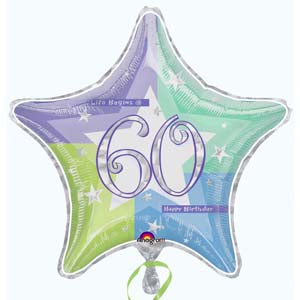 60th Shimmer Star Foil Balloon
