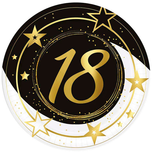 18th Birthday Paper Plates, 23cm, Pack of 6