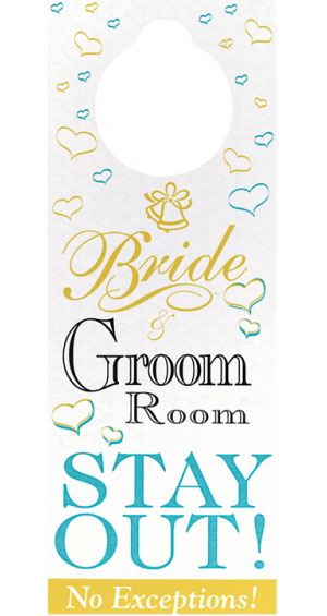 Bride and Groom Room Stay Out Door Hanger.