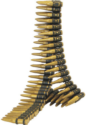 Bullet Belt. Gold. 96 Bullets. 150cm long.