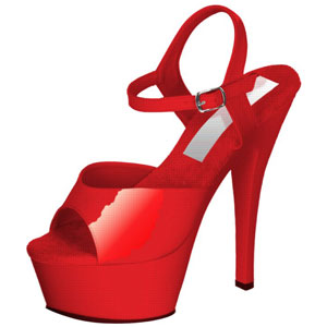 Red Patent Showgirl Shoes. Fits shoe size 4, 5.