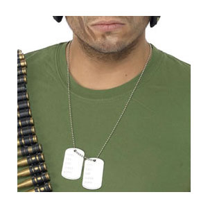 Aluminium Army Dog Tag. Two tags on chain.