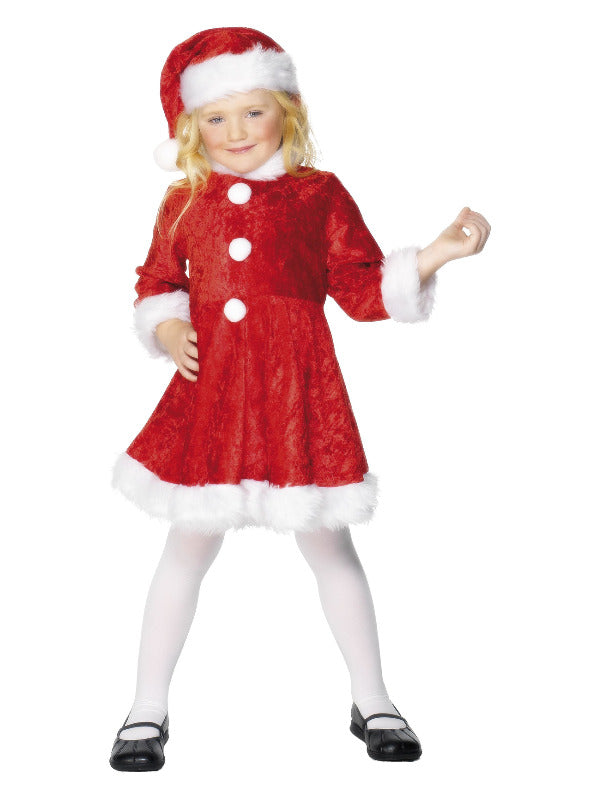 Mini Miss Santa Girls Christmas Costume includes dress and hat