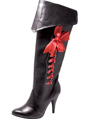 Pirate Lady Boots. Black with Coloured Ribbons.