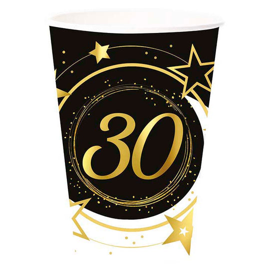 30th Birthday Paper Cups, Pack of 6