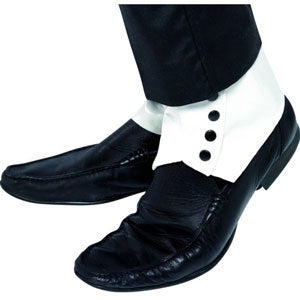 White PVC Spats with black buttons.