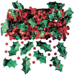 Holly with Berries Metallic Embossed Confetti Mix