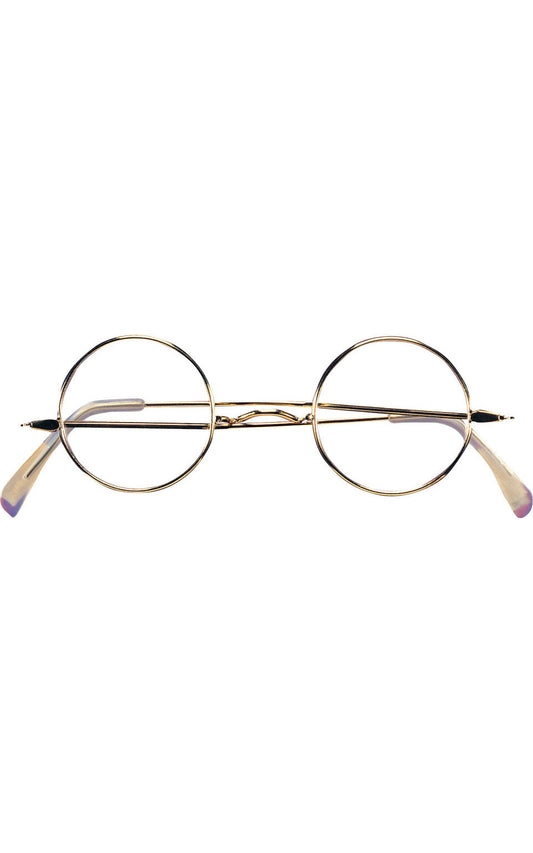 Round Santa Glasses. Gold metal frames with clear lenses. Perfect for finishing off your Santa look