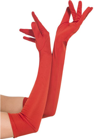 Extra Long Over Elbow Red Gloves. 52cm