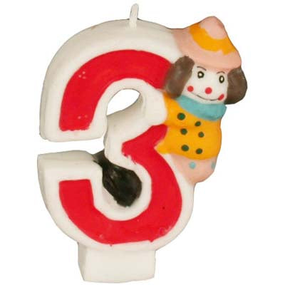 Number Candle with Clown - 3