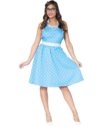 50s Blue Polka Dot Dress