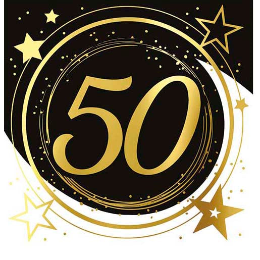 50th Birthday Lunch Napkins, Pack of 12
