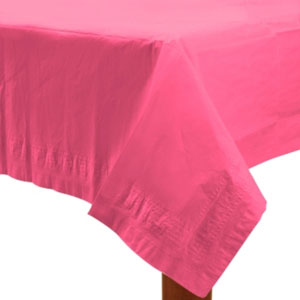 Bright Pink Rectangular Paper Tablecover 137cm * 274cm. Absorbent tissue surface with waterproof plastic back.