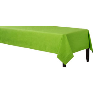 Rectangular Paper Tablecover 137cm * 274cm. Absorbent tissue surface with waterproof plastic back.