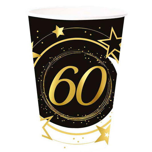 60th Birthday Paper Cups, Pack of 6