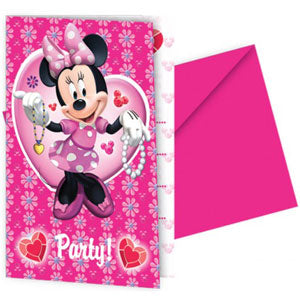 Minnie Mouse Pink Invitations with Envelopes.